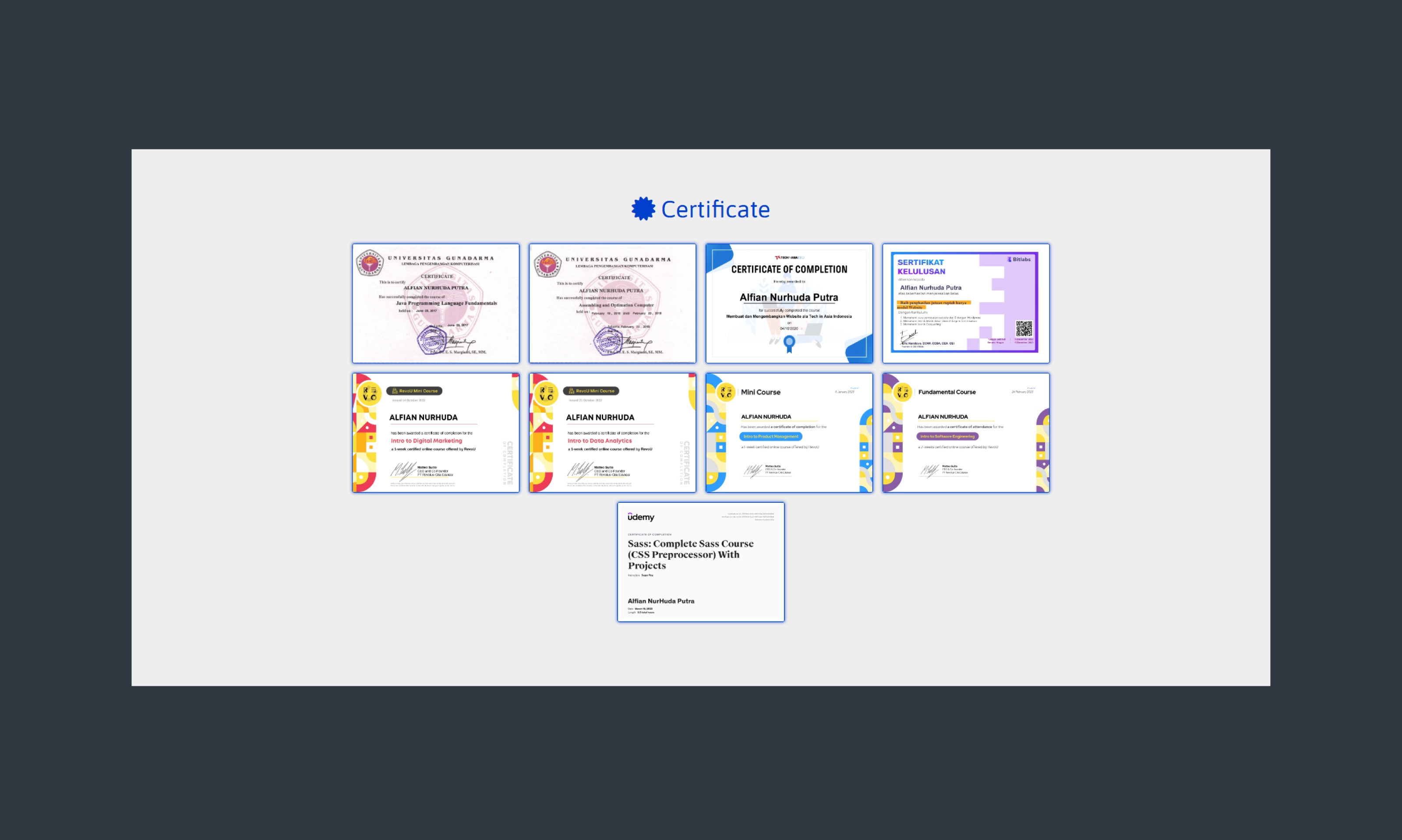 Version 2.0 - Certificate Menu